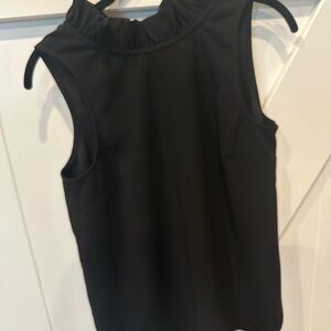 J. Crew Black Ruffled Sleeveless Blouse